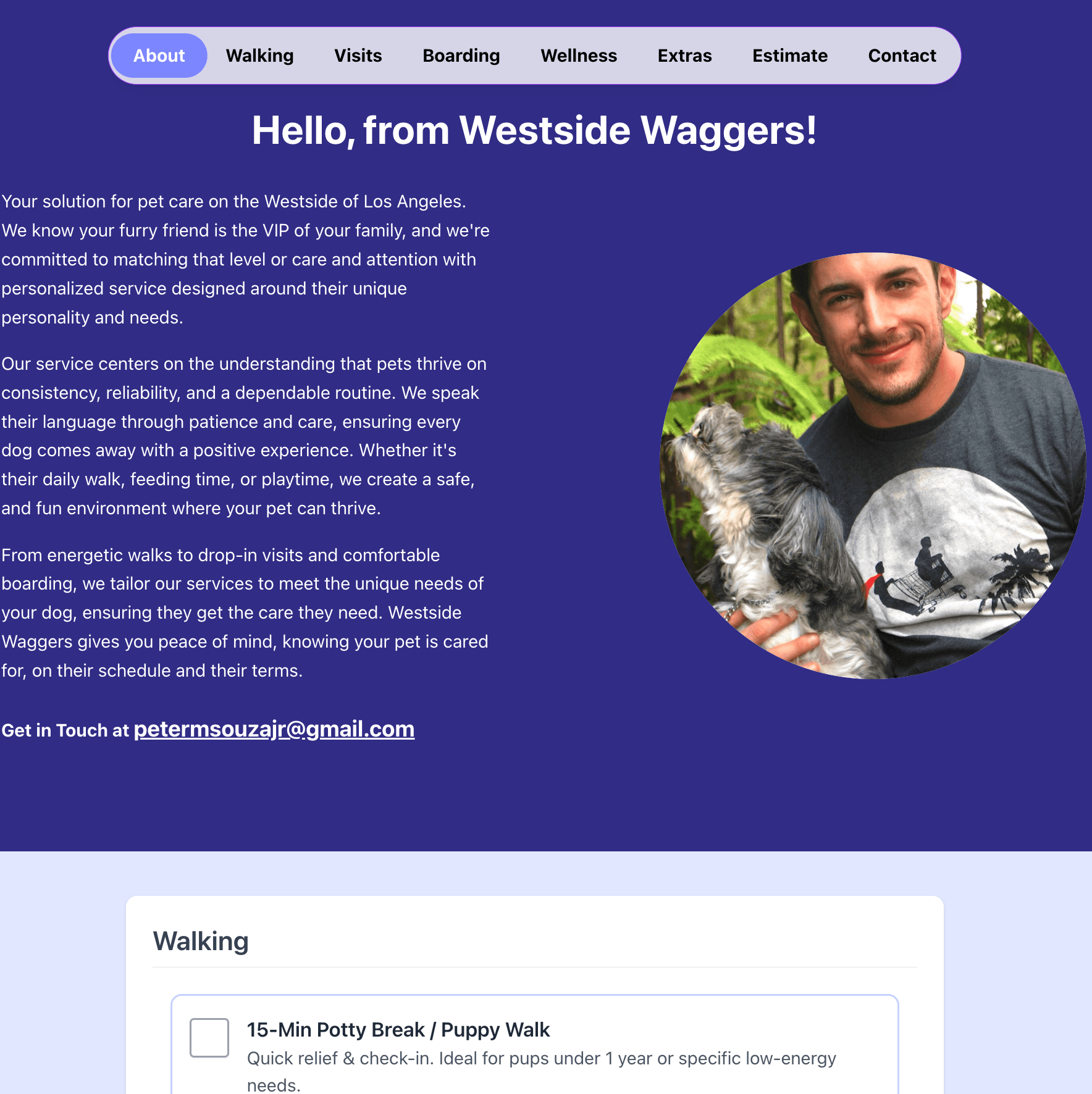 Custom pet care service website